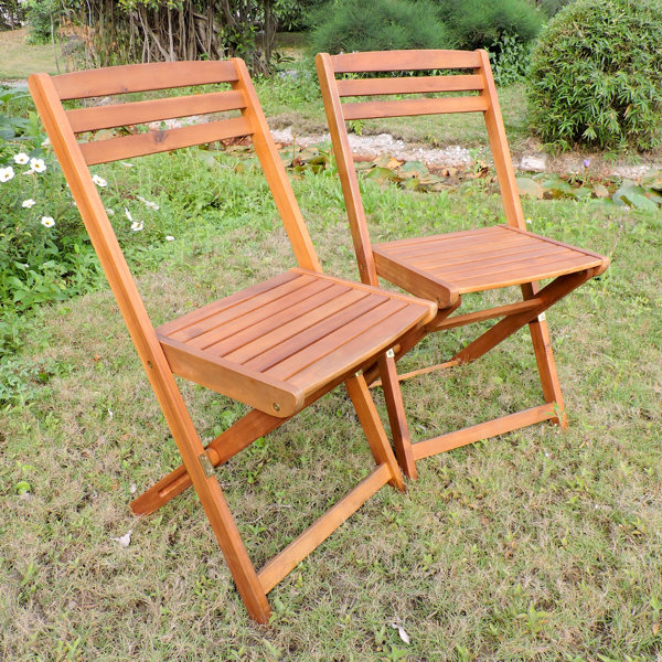 Acacia Wood Folding Chairs For Patio | Wayfair